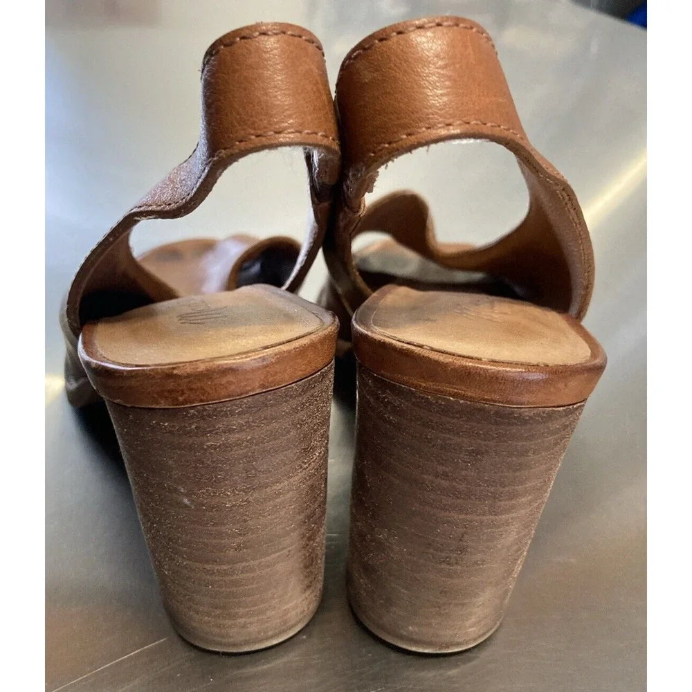 Madewell Cary Katerina Heels Peep Toe Tan Leather Slingback Sandals AH710 6.5 - Picture 6 of 8